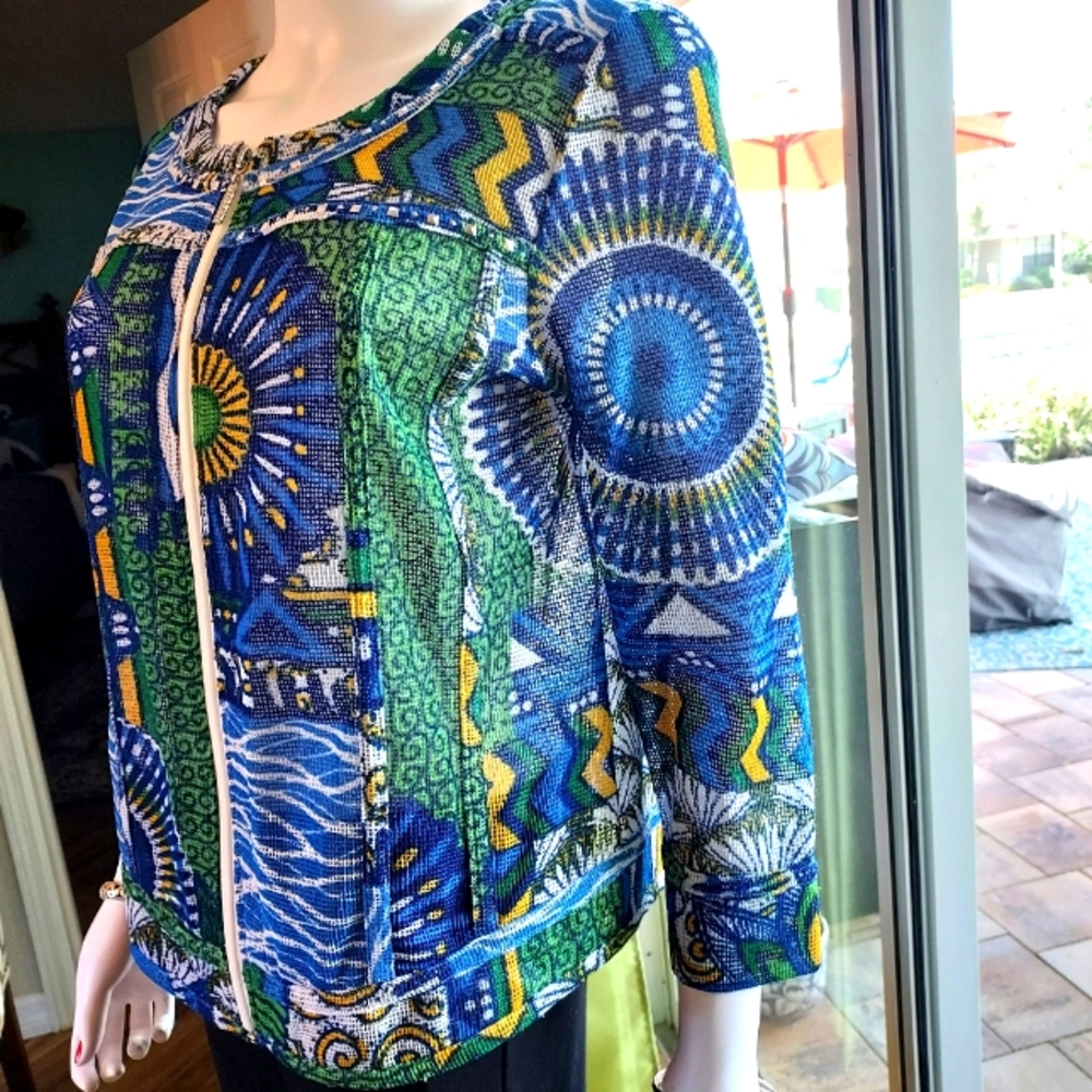 Colorful Netting Jacket With Chrome Studs And Zip… - image 2